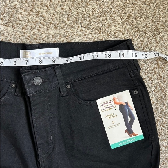 Signature by Levi Strauss Black Mid Rise Straight Simply Stretch Denim Jeans 32 - Picture 12 of 13